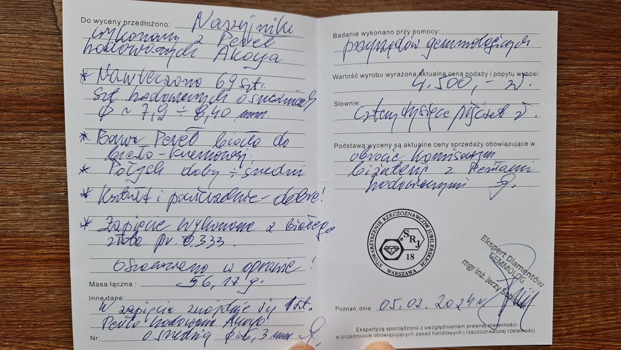 Perły Akoya 8mm zlote  naszyjnik
