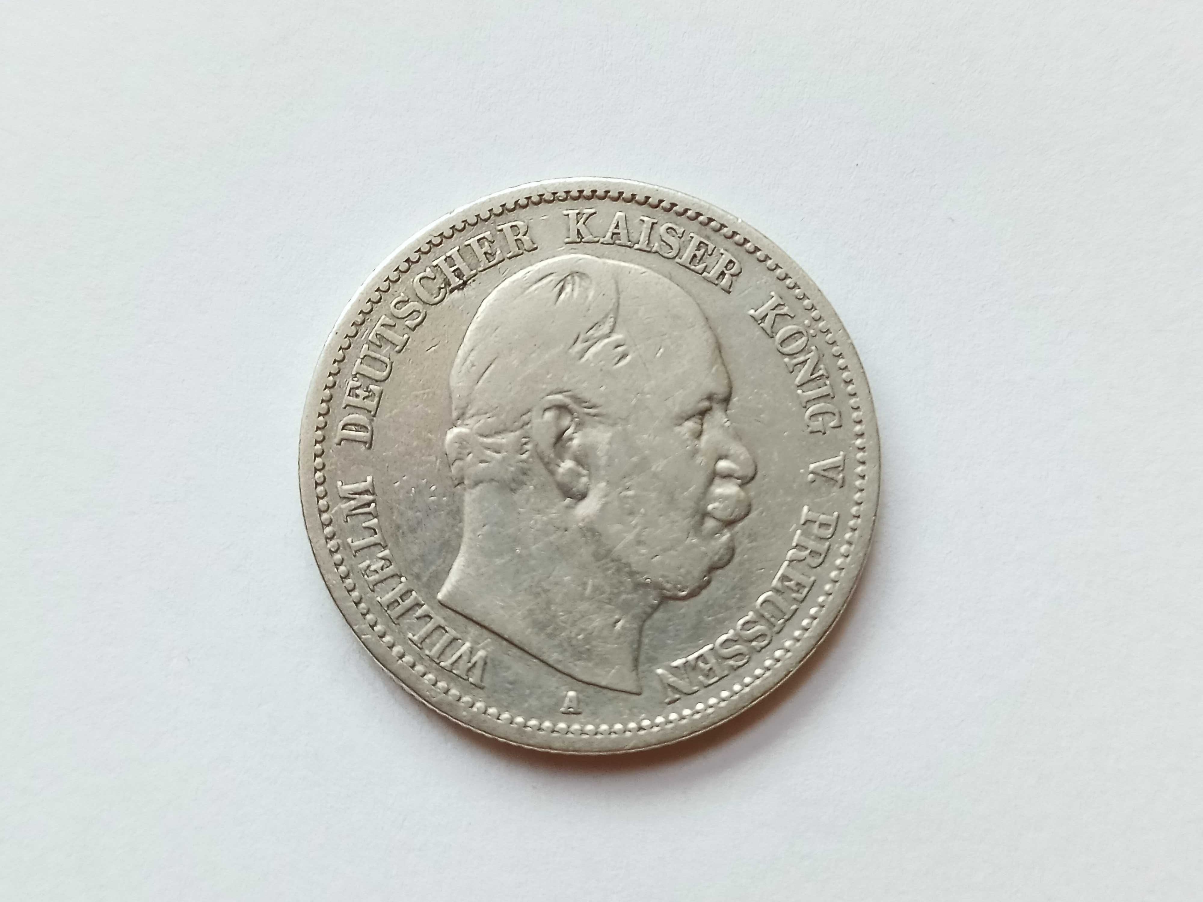 2 marki 1876 A Niemcy Prusy Wilhelm  l Stan 2 oryginał Srebro