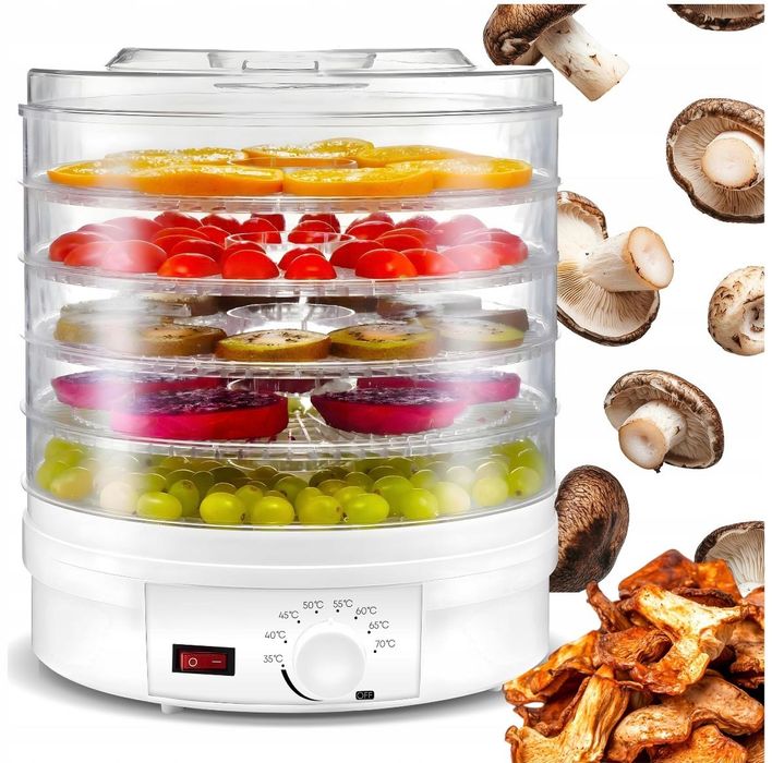 Suszarka Spożywcza Do Grzybów Owoców Warzyw 500W 5 Sit Duża Regulowana