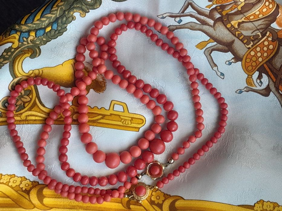 Zabytkowy Naszyjnik Złoto 750 Koral nat. WYCENA