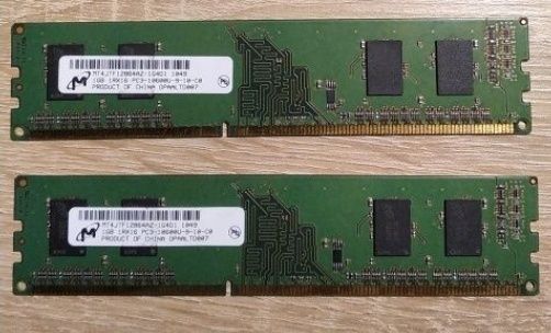 2GB DDR3 (2 x 1GB), PC3-10600U, 1RX16 jednostronne