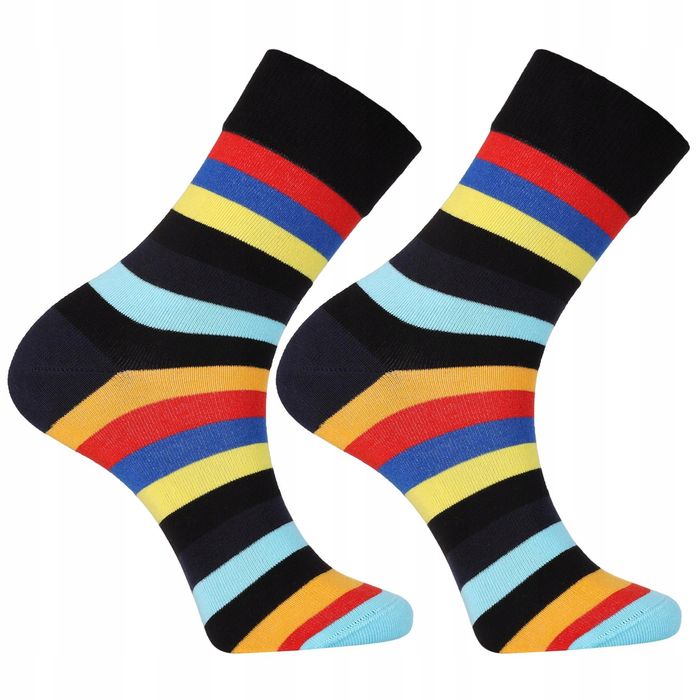 Skarpetki Męskie Bawełniane Kolorowe Paski Długie Moraj 3-Pary 39-42