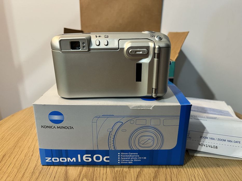 Nowy aparat analogowy Konica Minolta Zoom 160c 35mm komplet