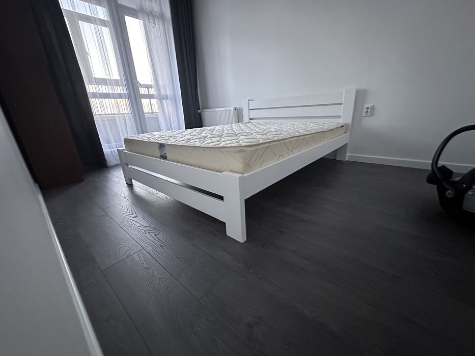 Ліжко двоспальне біле,деревʼяне,масив бука,Львів,доставка