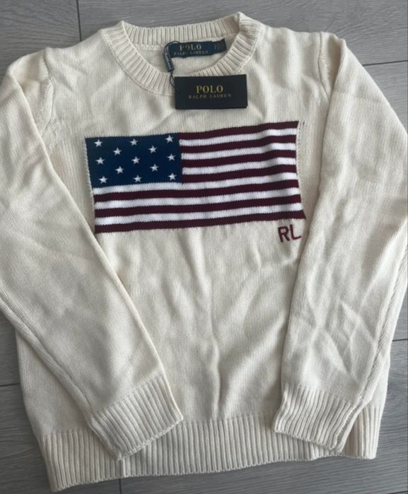 Camisola RL bege com bamdeira EUA