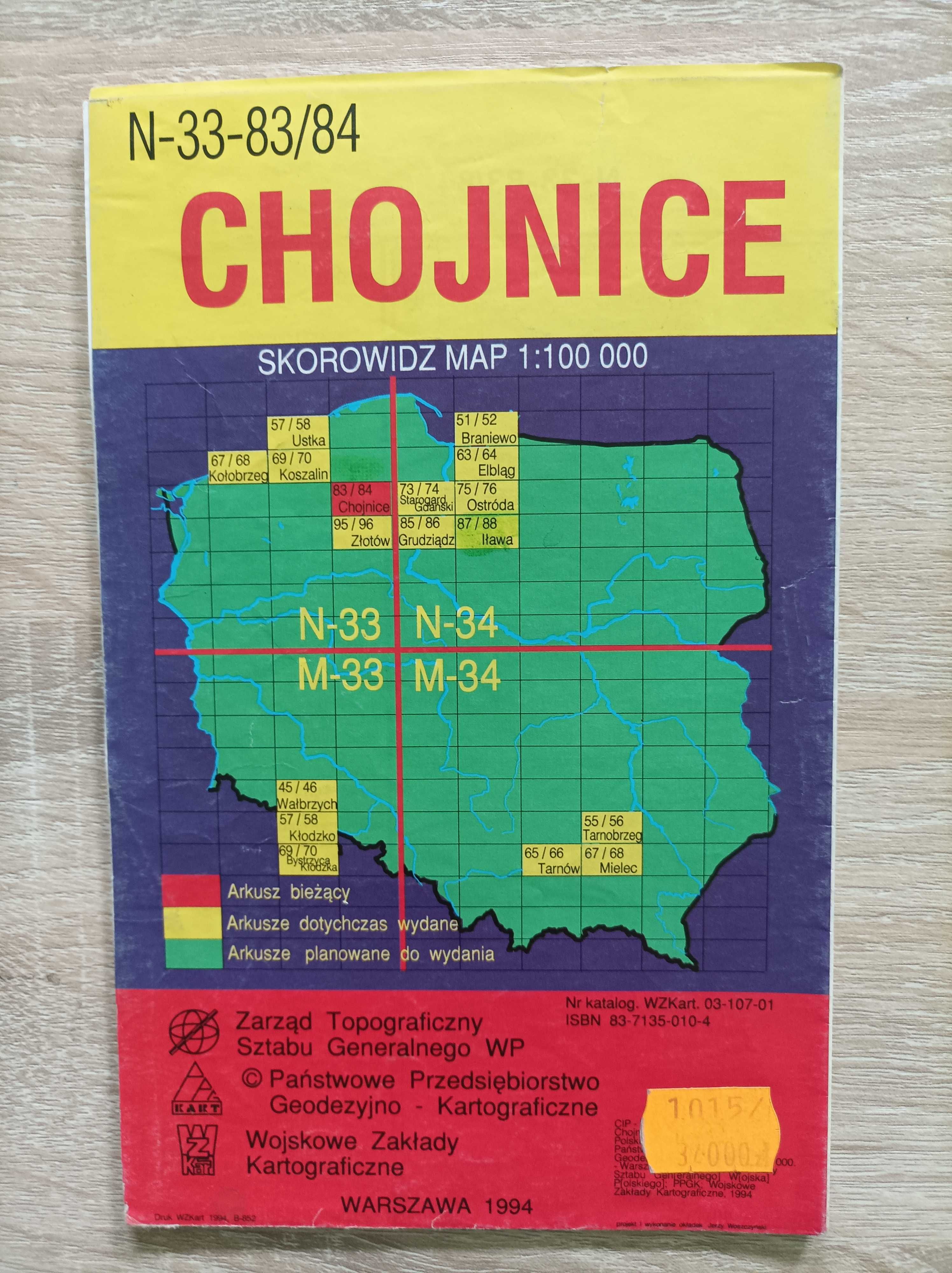 Mapa Topograficzna Polski - Chojnice