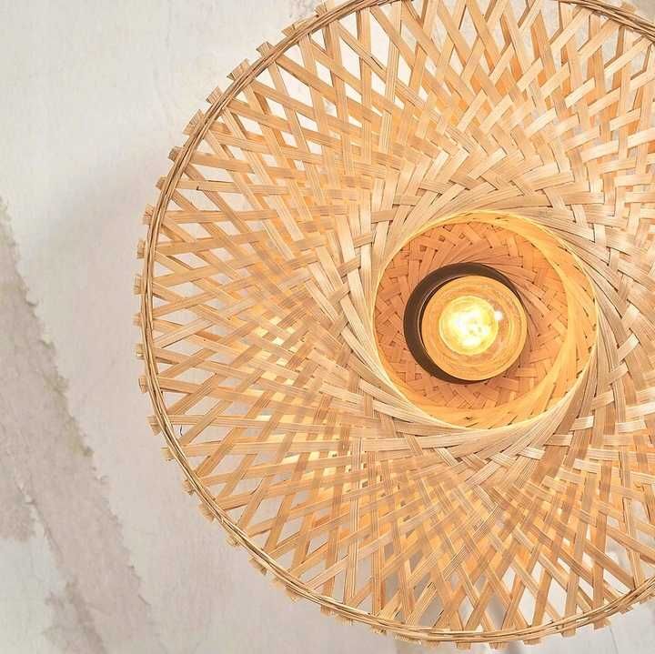 LAMPA KINKIET/SUFITOWA/PLAFON pleciona boho bambusowa naturalna beżowa