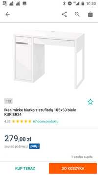 IKEA MICKE białe 105x50_Rezerwacja
