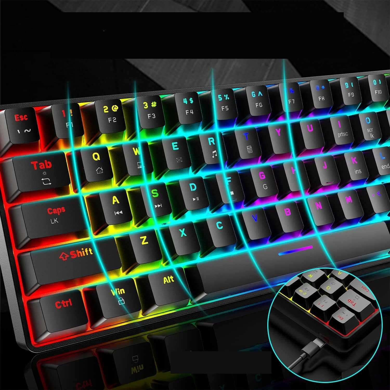 Zestaw klawiatury i myszy 68 klawiszy, optyczna mysz Kabel USB QWERTY