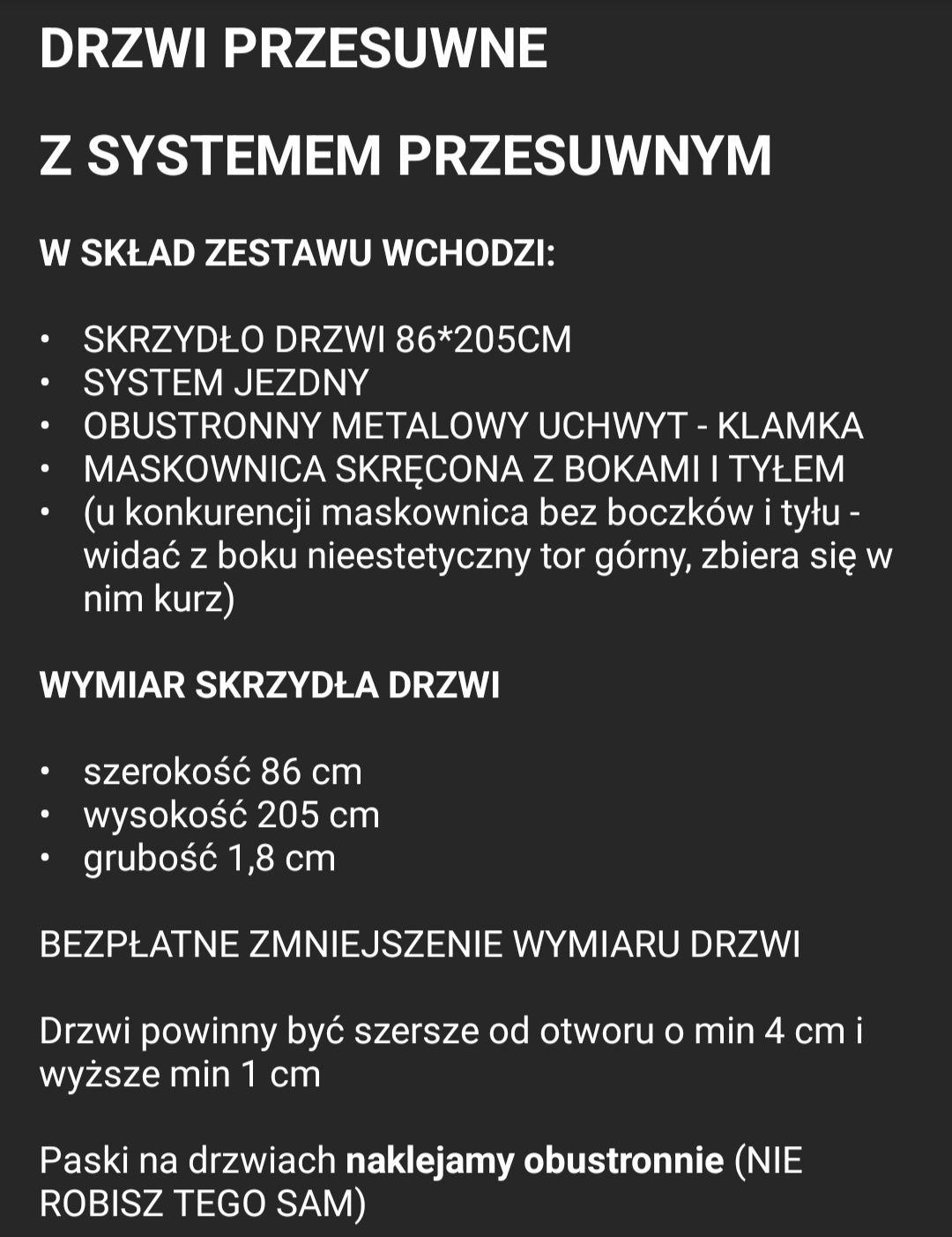 Drzwi przesuwne nowe
