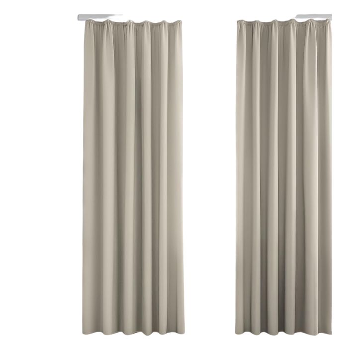 Zasłony Zaciemniające Termiczne z Taśmą Falistą Kremowe 175x140cm 2szt