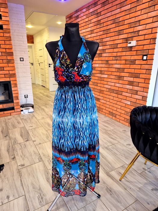 Letnia kolorowa sukienka maxi S/M