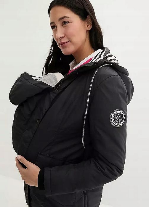 B.P.C parka ciążowa przejściowa czarna z panelem dla dziecka ^44