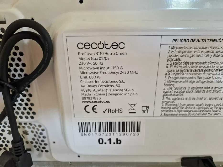 Mikrofalówka Cecotec Proclean 3110 Retro Kolor