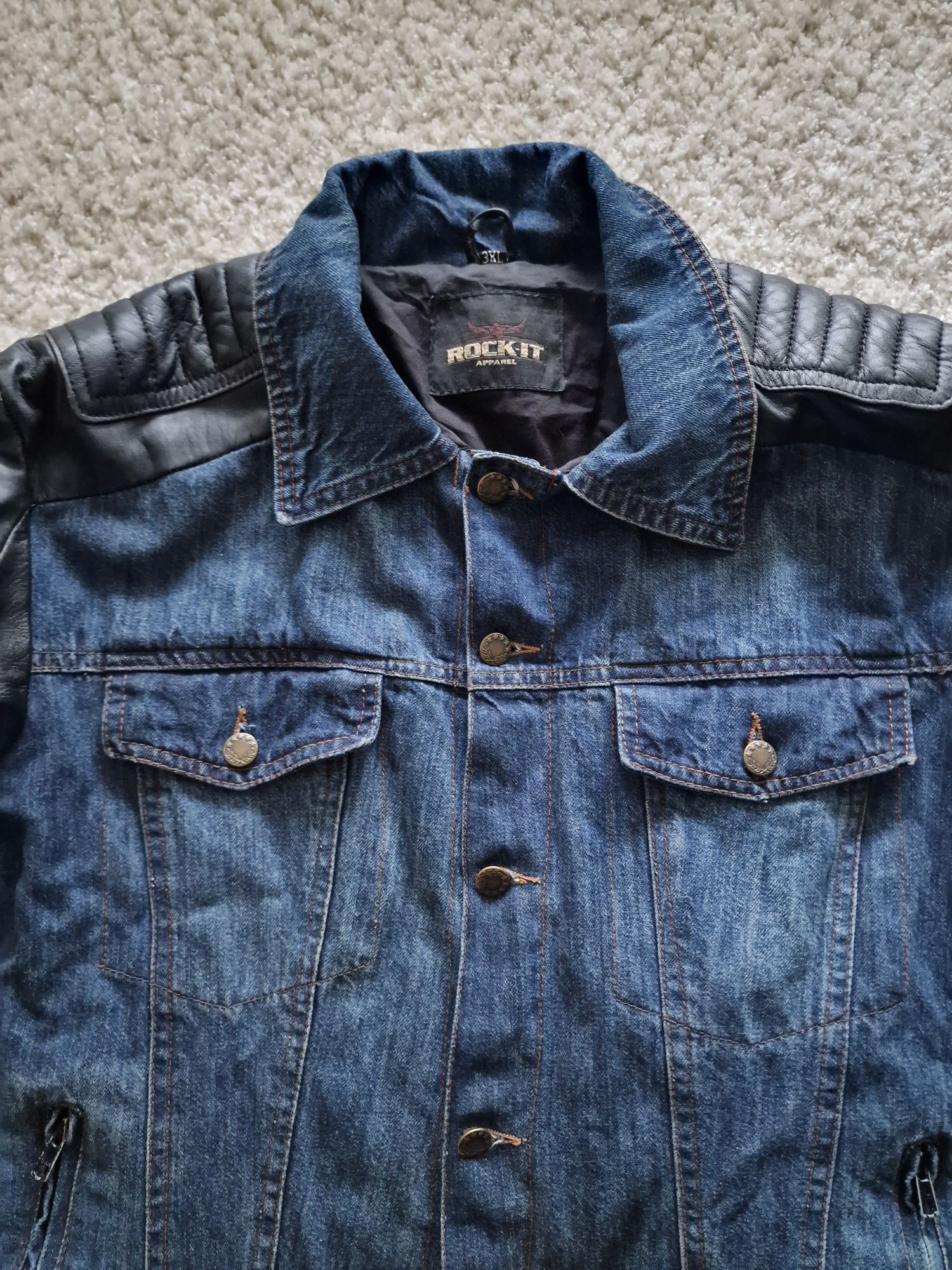Kurtka męska skórzana jeansowa 3XL XXXL rock-it czarna skóra naturalna