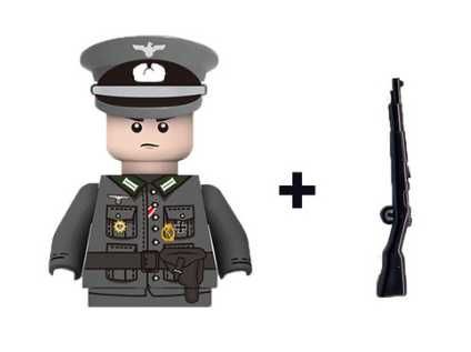 Figurka żołnierza niemieckiego + broń 4 krotny nadruk WW2 komp. z Lego