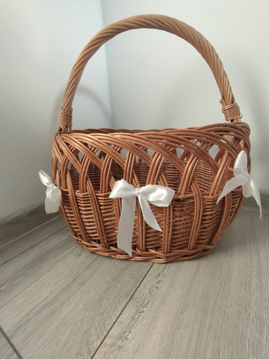 Kosz wiklinowy duży. Weselny/ na zakupy.