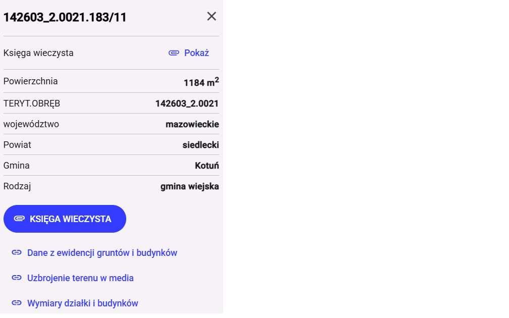 Działka budowlana  1185 m2 z MPZP