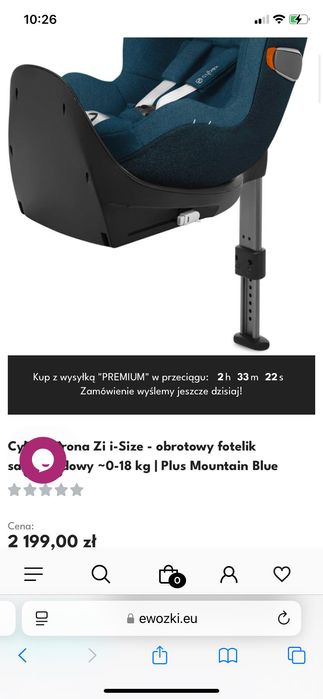 Cybex Sirona Zi i-Size obrotowy fotelik samochodowy 0-18 kg Plus