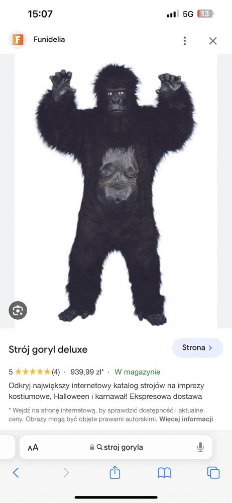 Strój GORYLA, kompletny