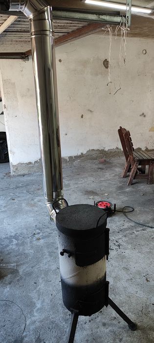 Piec koza do garażu+ wkład kominowy nierdzewka