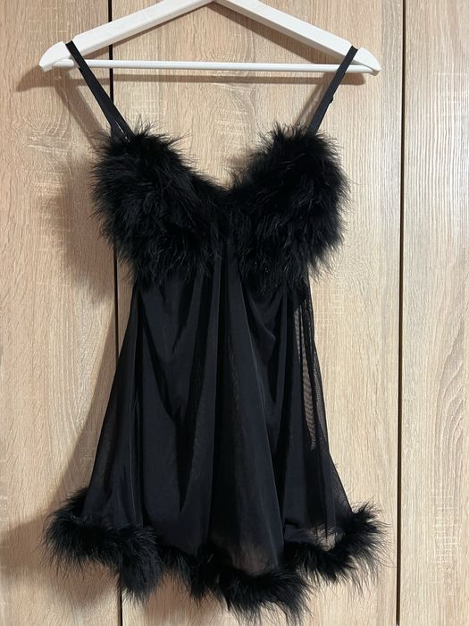 Красивий пеньюар з пірʼям(s-m)