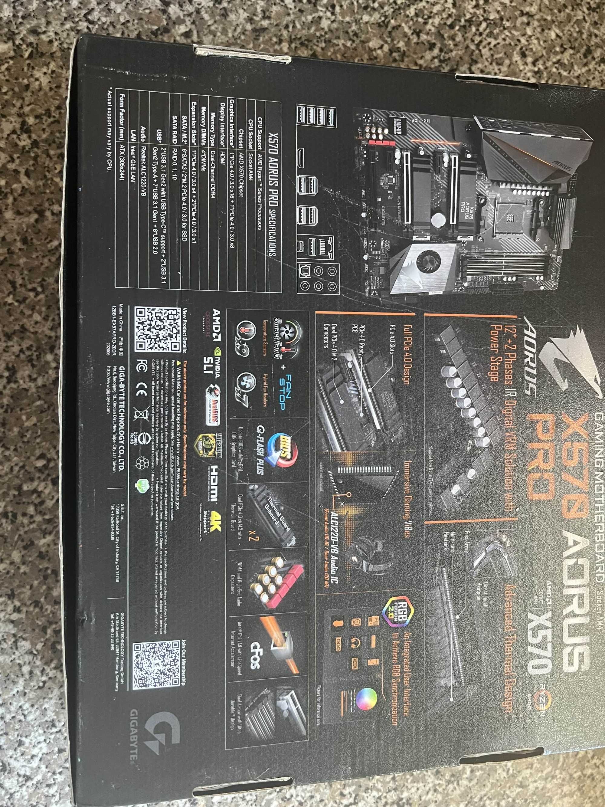 Motherboard X570 AORUS PRO (AM4) — Topo de Gama, Caixa Completa!