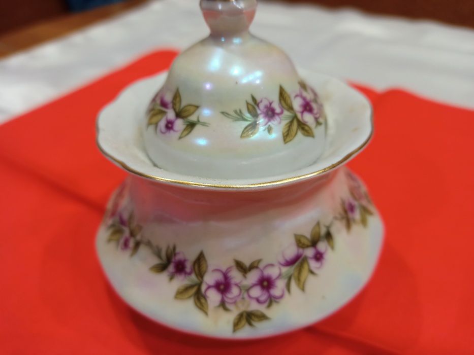 Сахарница сахарниця Коростень СССР 1 сорт фарфор позолота перламутр