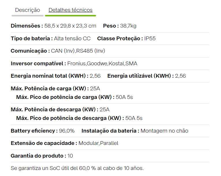 Bateria BYD Premium HVS 5.12kWh + Módulo de Potência (BCU) + Base