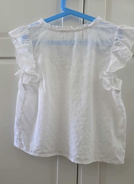 Biała bluzka z krótkim rękawem marki H&M, rozmiar 152