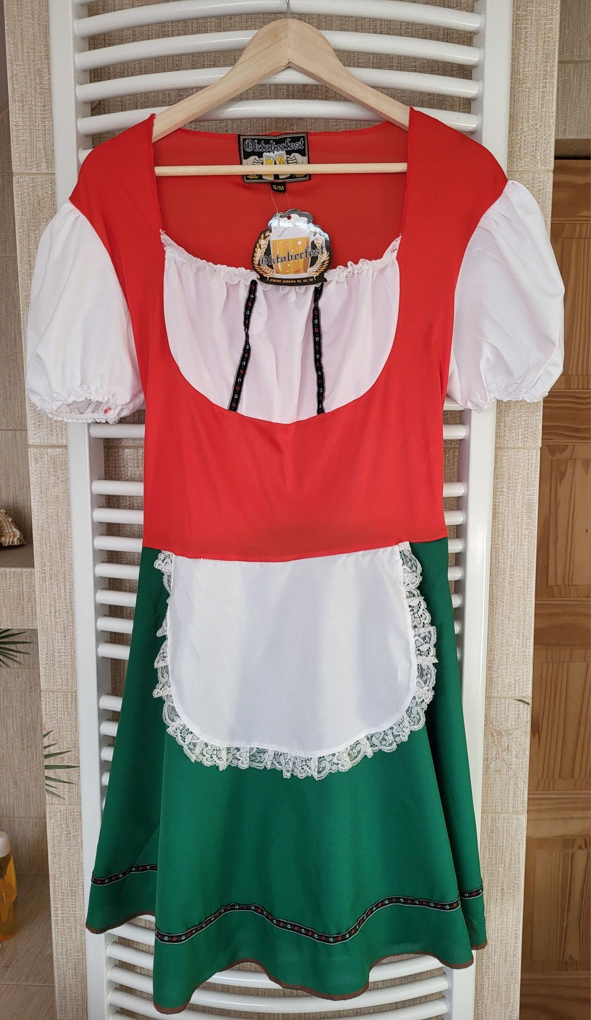 sukienka bawarska na Oktoberfest, strój, kostium, nowe z metką S/M