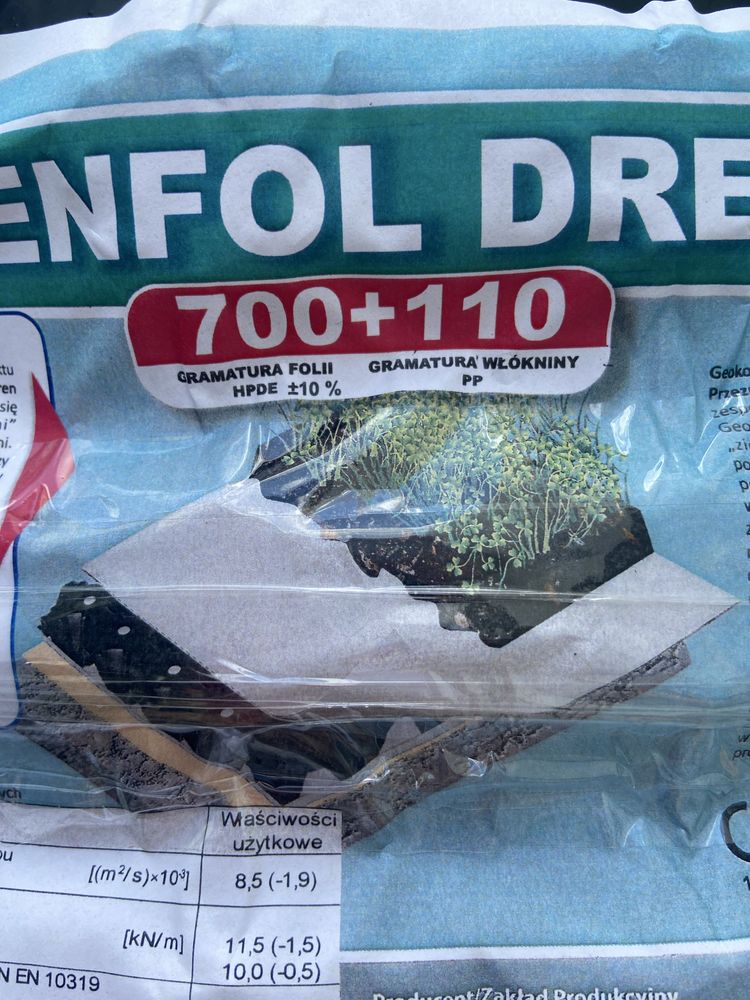Folia kubełkowa GREENFOL DREN taśma butylowa 20 m2 do zielonych dachów