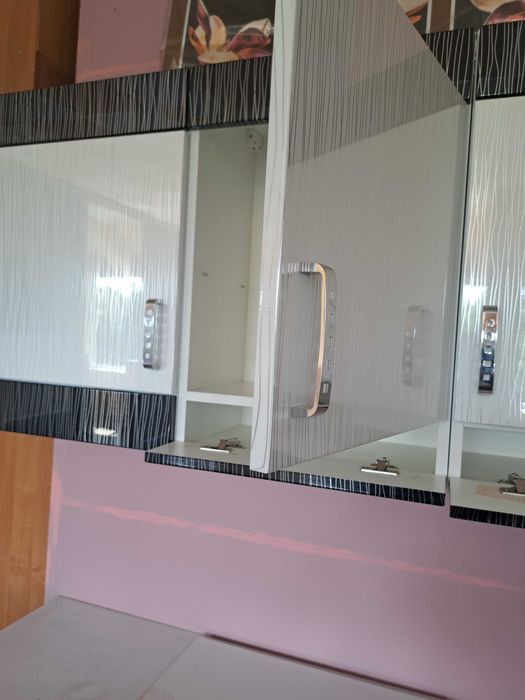 Nowy Zestaw mebli kuchennych fronty MDF czarno białe połysk 210 cm