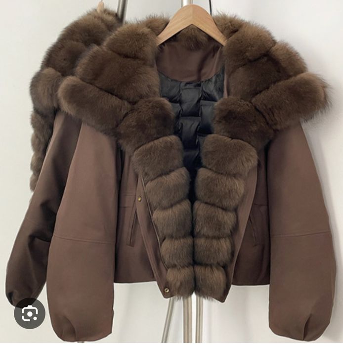 Бомбер пуфер хутро песець М,Л