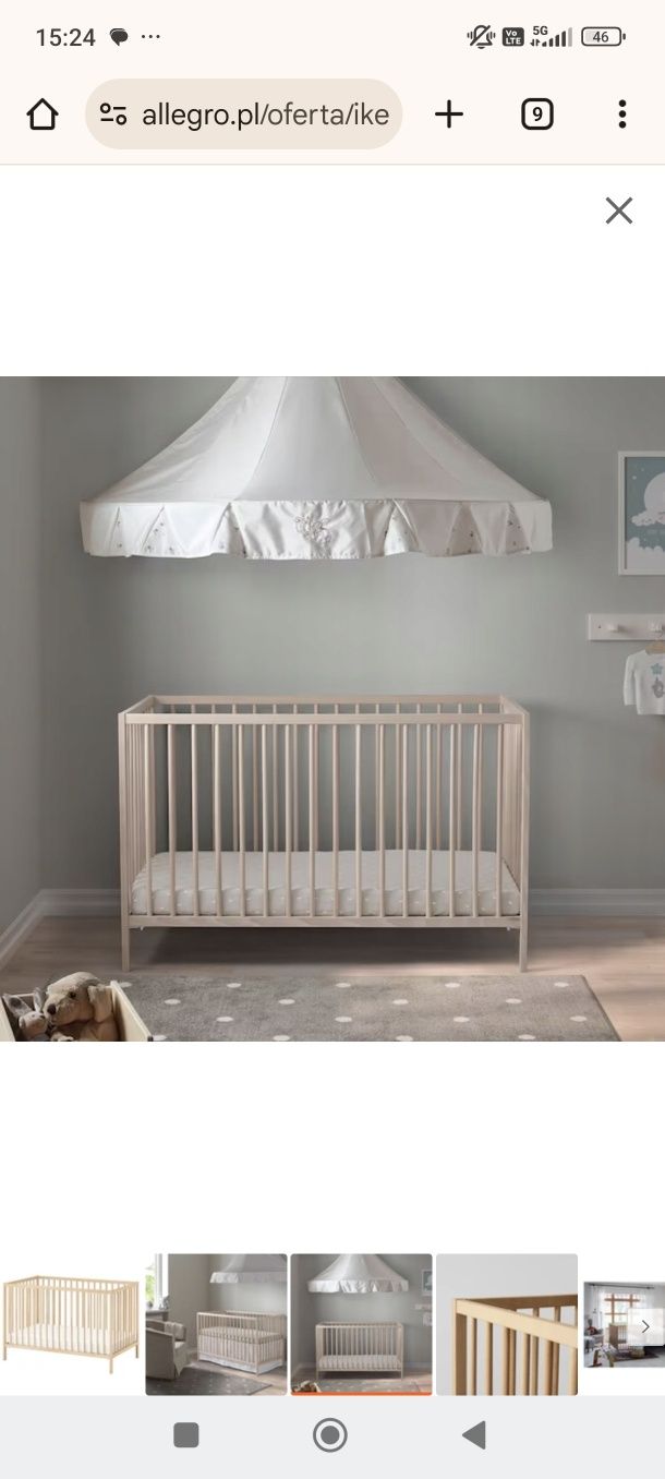 Nowe łóżeczko niemowlęce dziecięce drewniane IKEA 120×60 cm
