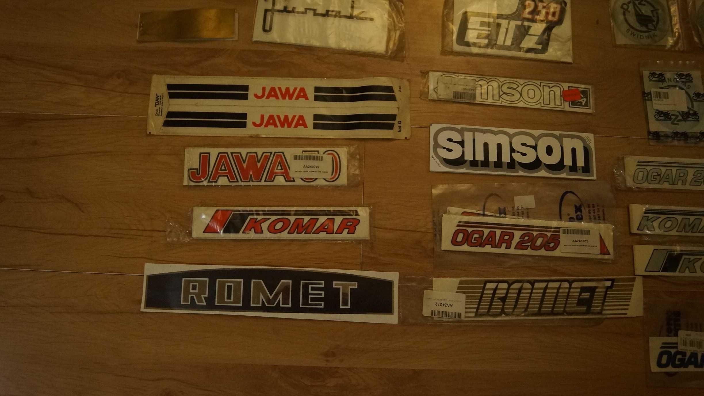 Motocyklowe naklejki PRL MZ Jawa WSK Romet Simson Junak Komar