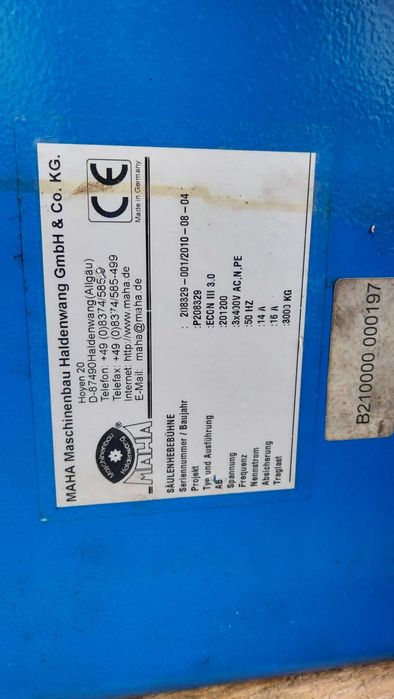 Podnośnik warsztatowy MAHA Econ III 3000 kg