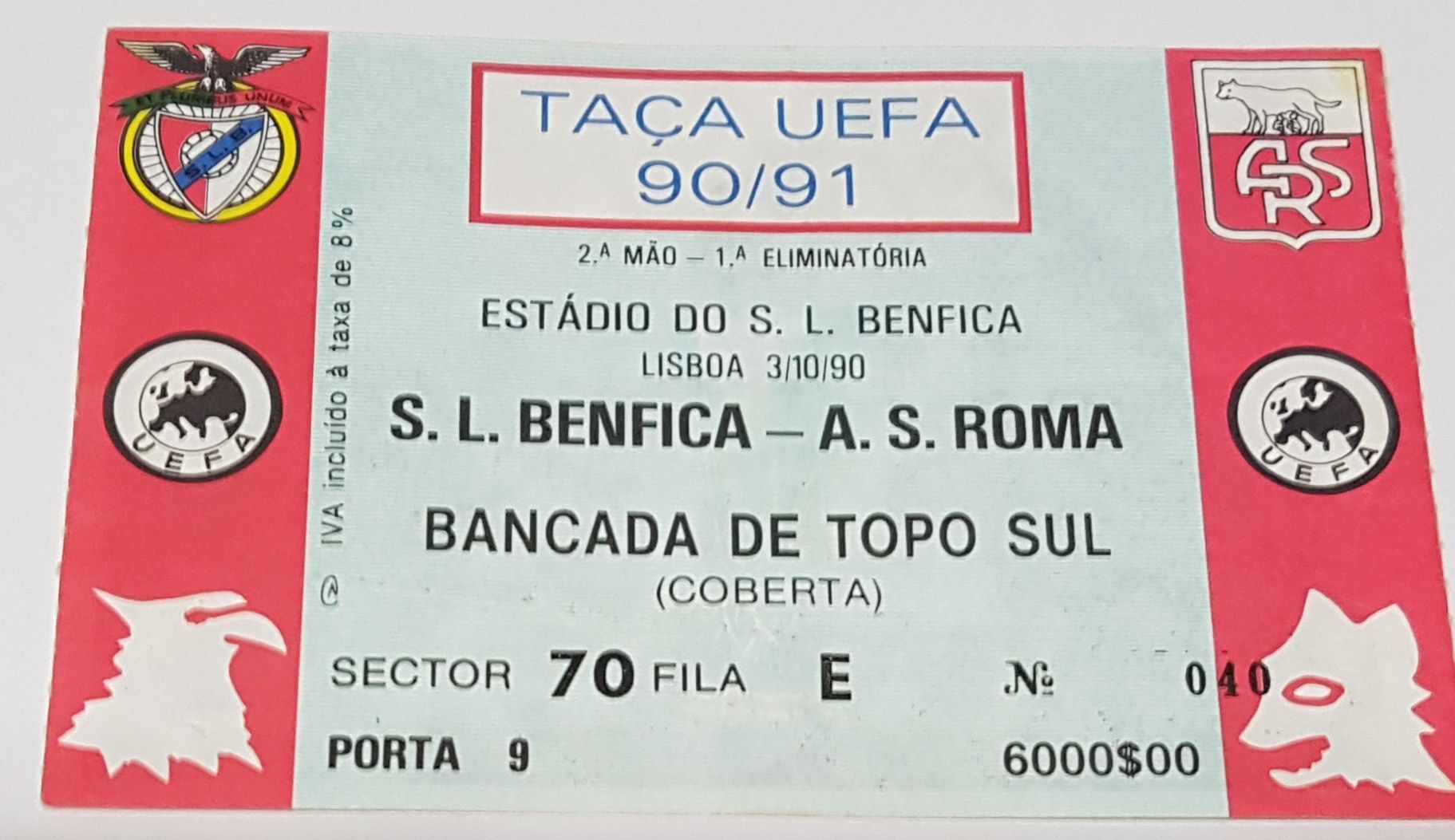 Bilhete Benfica/Roma