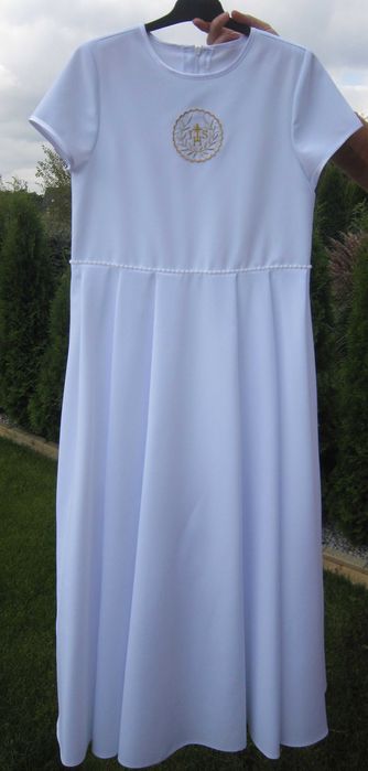 Alba sukienkowa dla dziewczynki z bolerkiem i wiankiem - r. 152