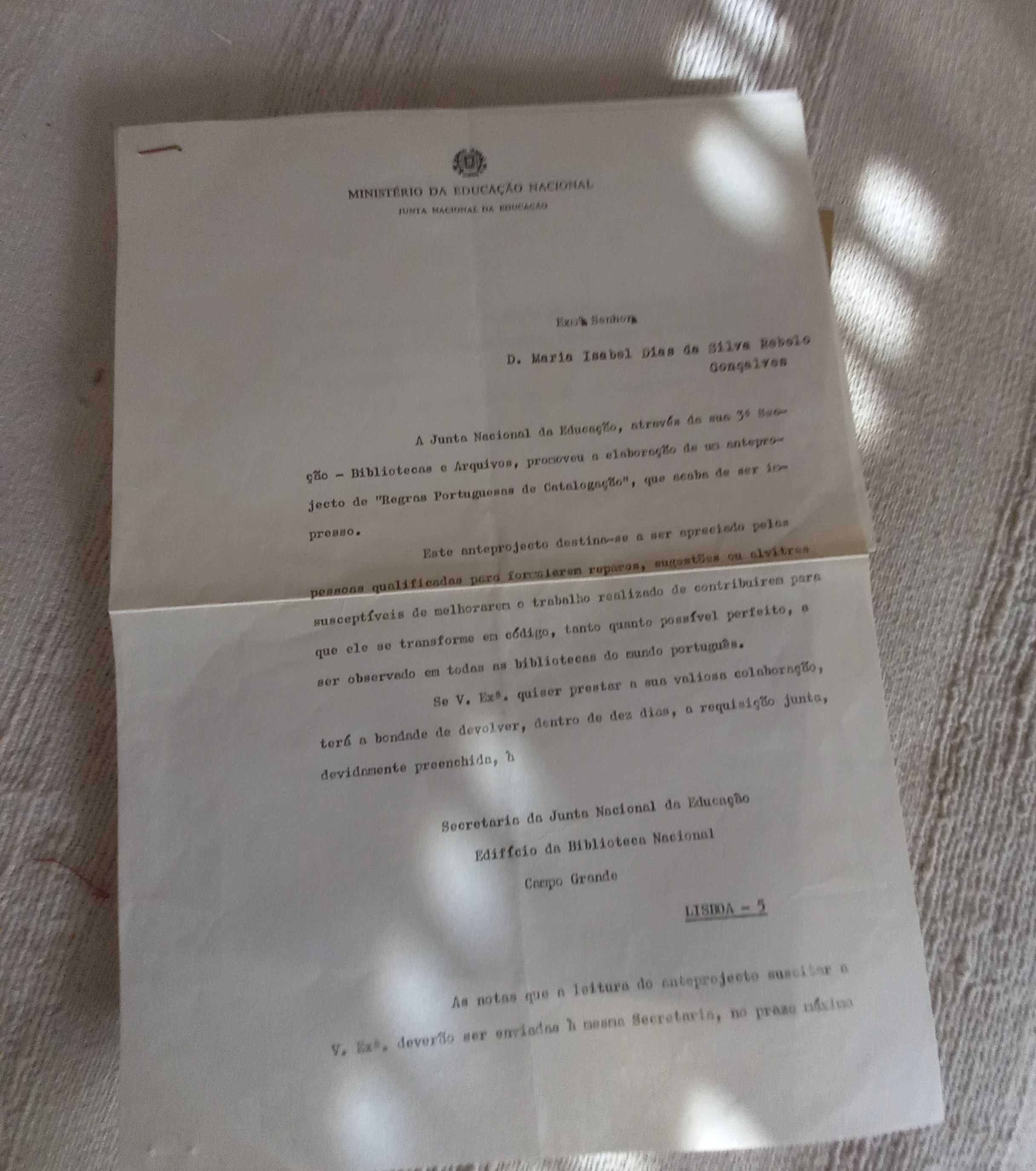 Regras Portuguesas de catalogação livro de 1972 anteprojecto