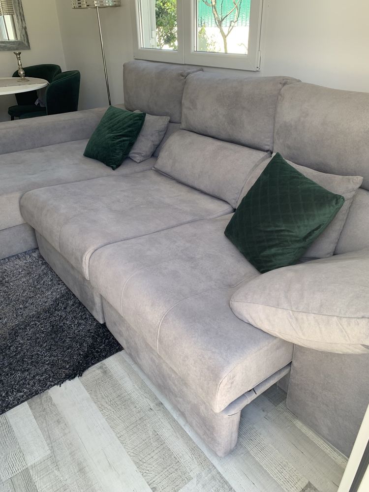 Sofa chez long 3 lugares cinzento