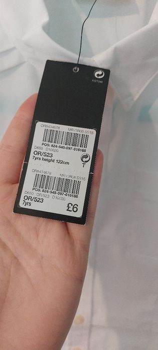 Nowa koszula biała dla dziewczynki, r. 122