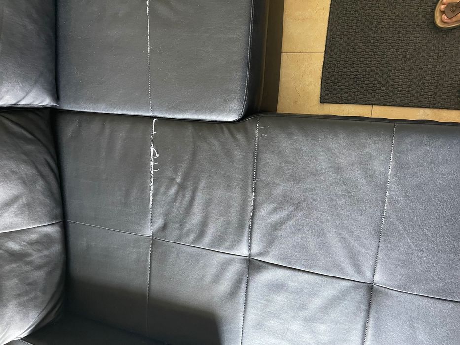 Sofá cama de 3 lugares com chaise longue (imitação pele (Ikea)