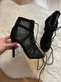 Czarne szpilki siateczka high heels dance 37 38