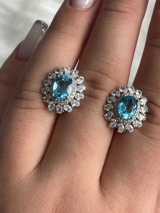 Серебряные серьги с швейцарским топазом