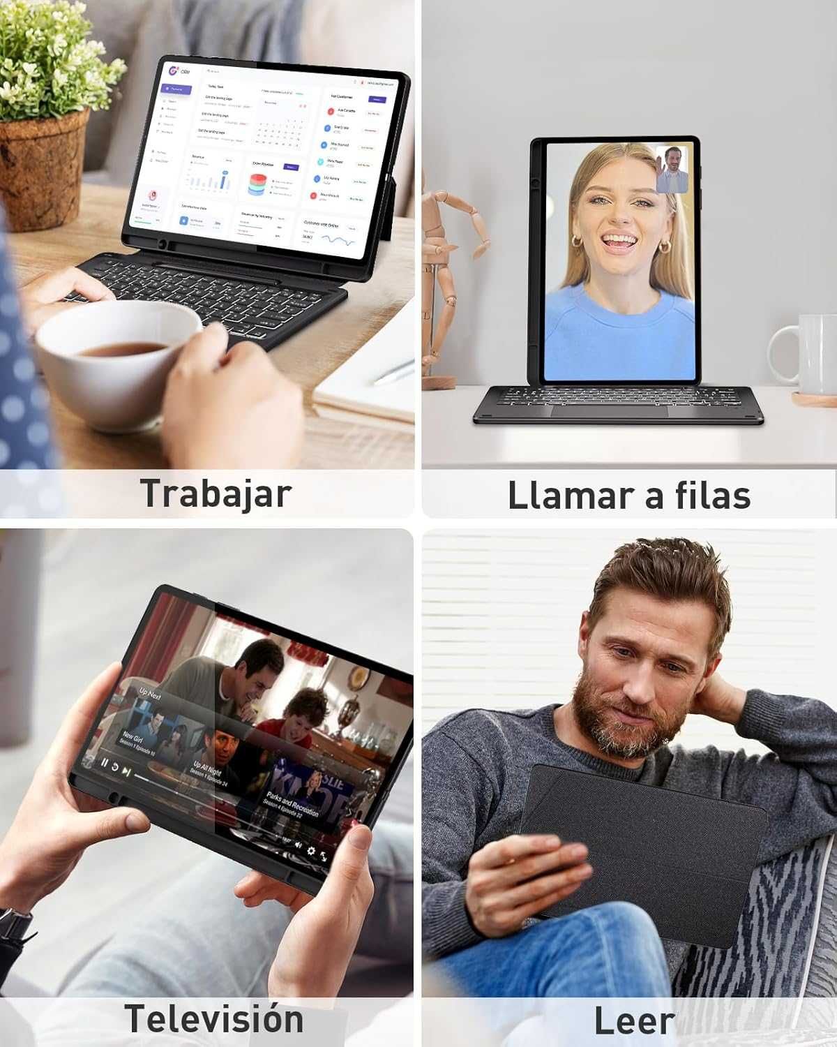 Doohoeek etui klawiatura touchpad LED Samsung Galaxy Tab S9+ S9 FE+