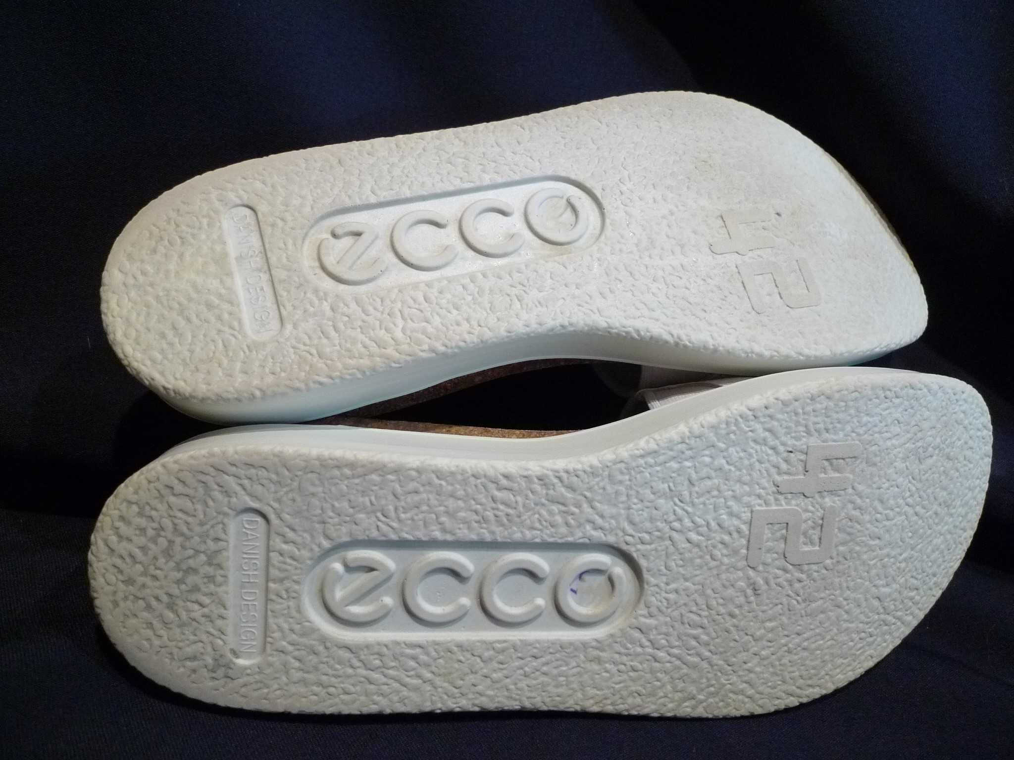 ECCO r.42/27cm Klapki skórzane damskie białe