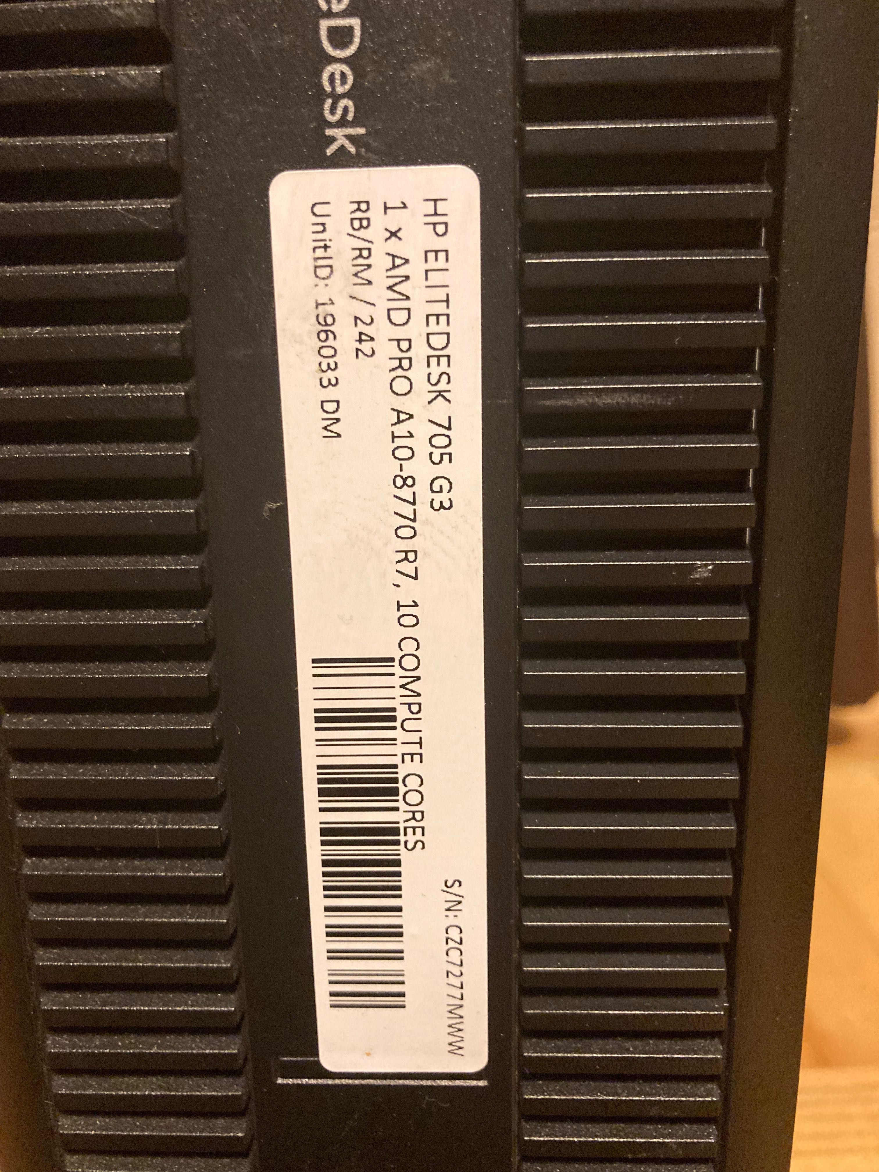 Komputer HP EliteDesk 705 G3 16gb RAM DDR4 240GB SSD AMD A10-8770