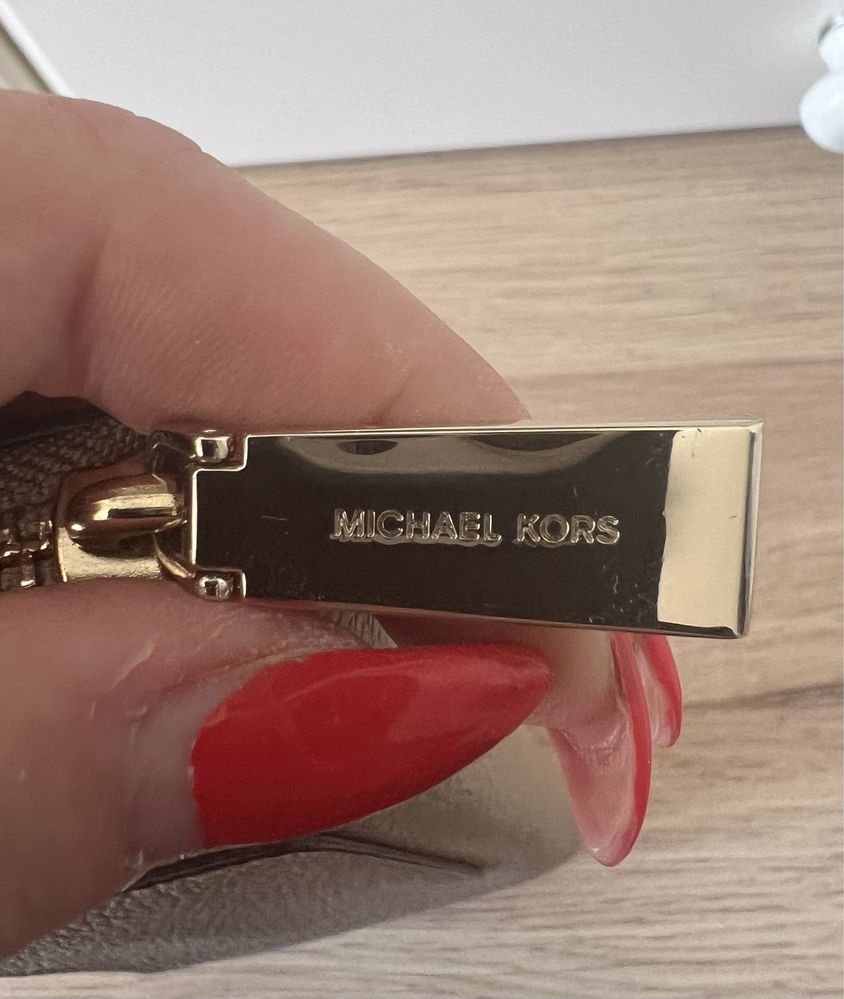 Portfel damski Michael Kors Duży Miękka Skóra Beżowy Nude