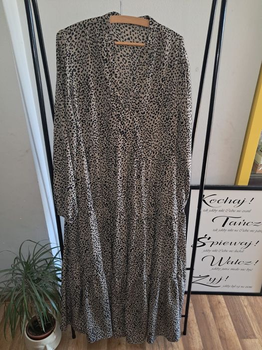 Sukienka długa panterka XXXL oversize plussize maxi 48